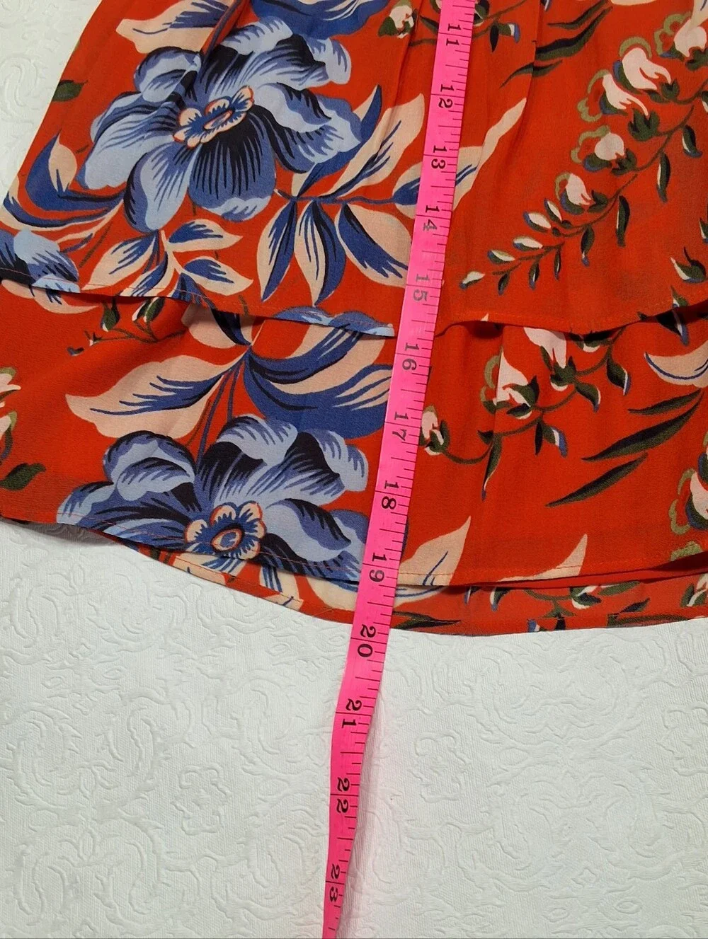 Ann Taylor Loft Women's Tangerine Floral Tiered Flippy Lined Skirt Size 4